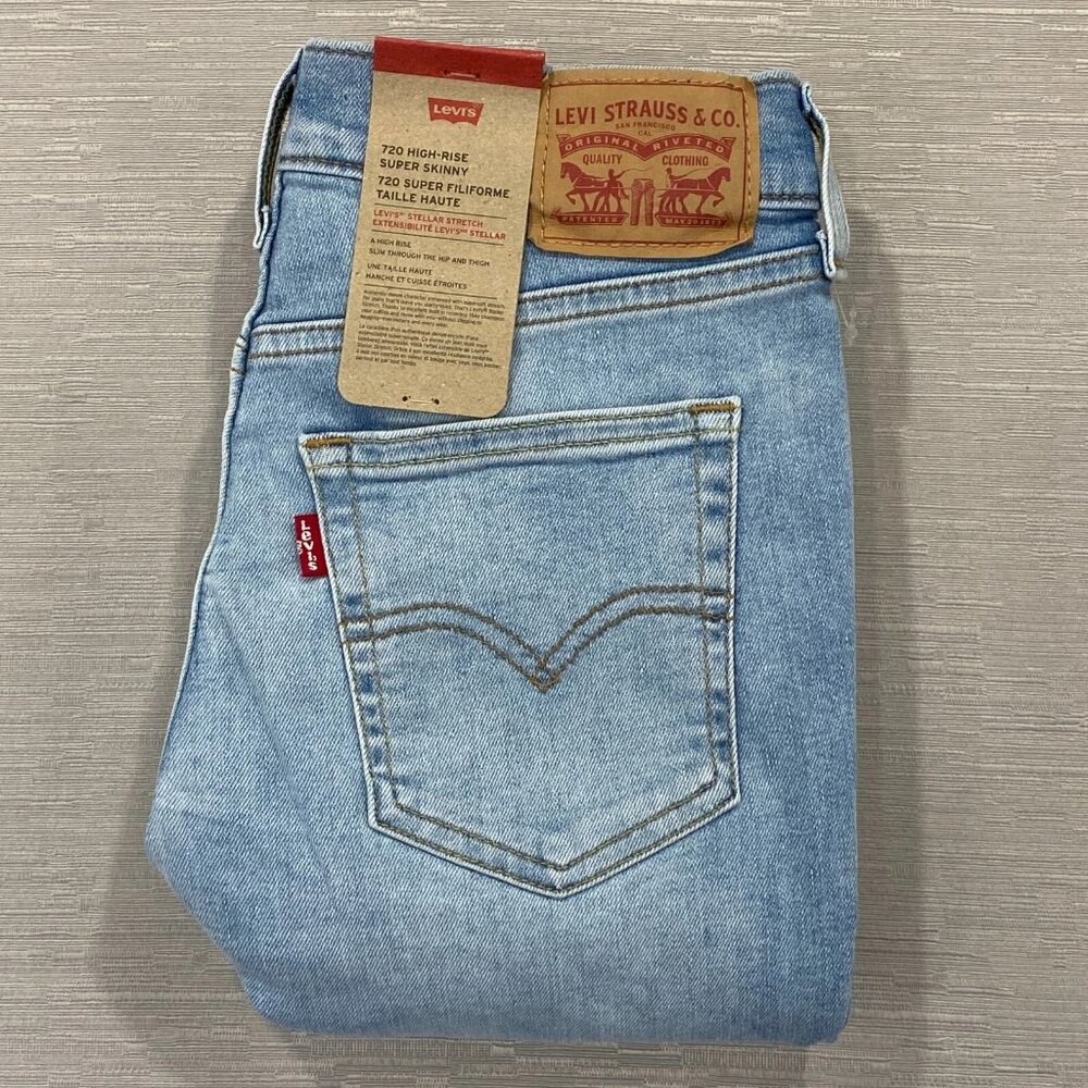 Levi's 720 Jeans Womens 28 x 30 High Rise Super Skinny Light Wash Stretch Denim